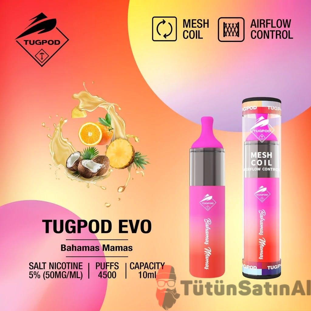 Tugboat Evo 4500 Puffs - Bahamas Mamas ( Portakal-Ananas-Hindistancevizi) 1 Tugboat Evo 4500 Puffs - Bahamas Mamas ( Portakal-Ananas-Hindistancevizi)