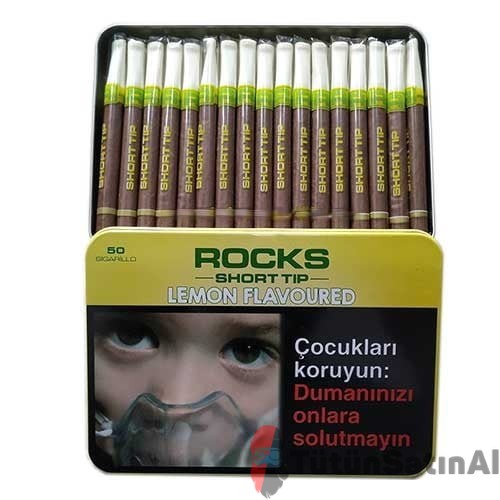 Rocks Short Tip Lemon Sigarillo - Limon Aromalı 1 Rocks Short Tip Lemon Sigarillo -  Limon Aromalı