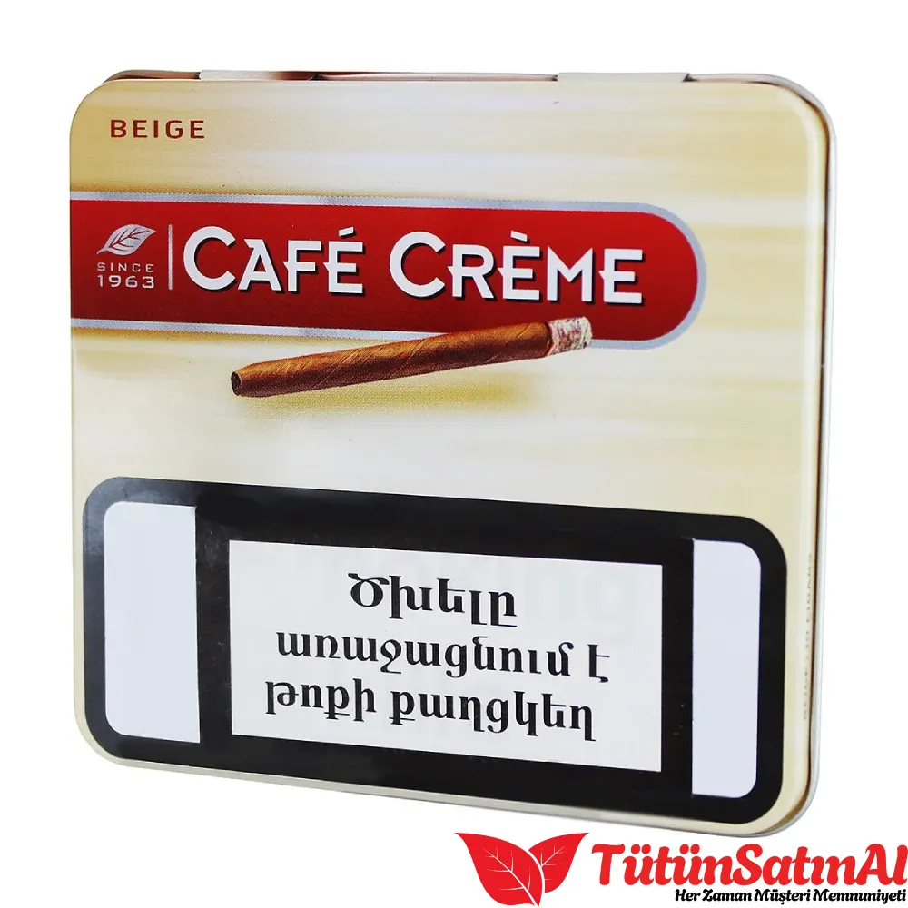 Café Crème Beige Metal Kutu Cigarillos 1 Café Crème Beige